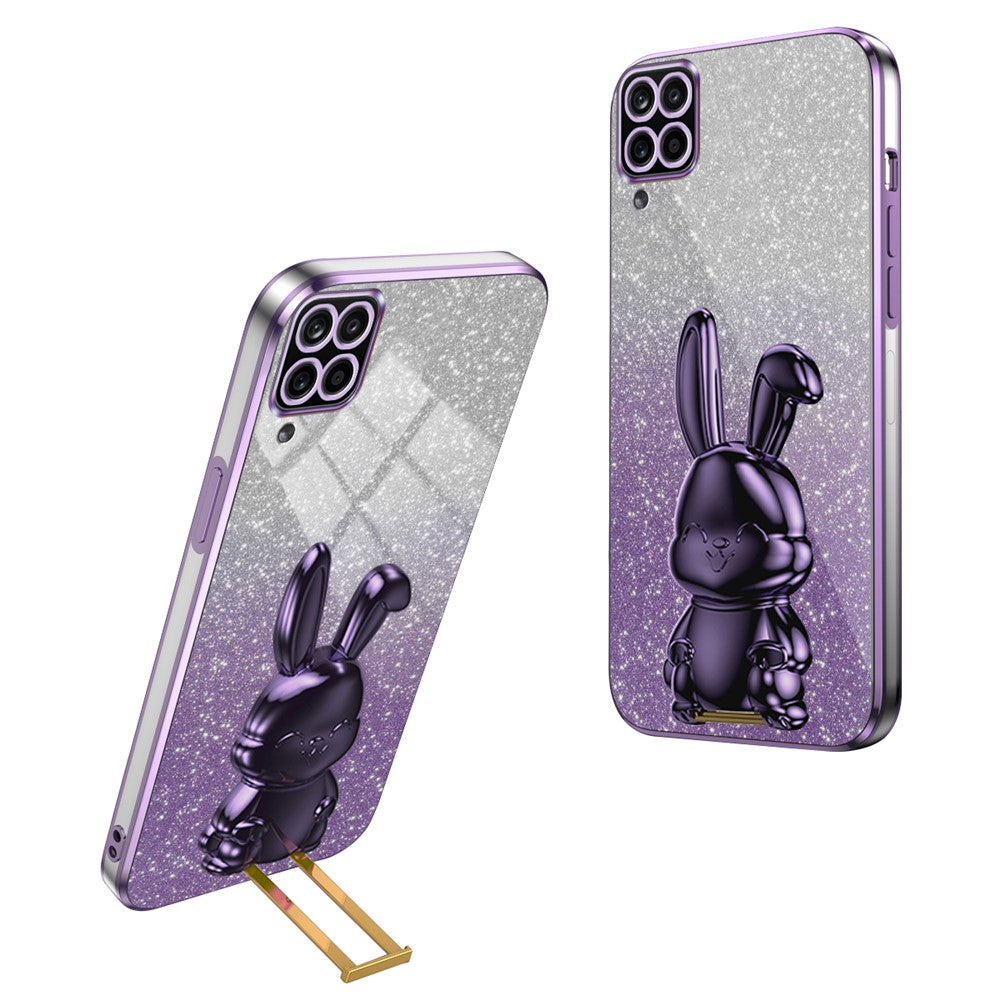Til Samsung Galaxy A22 4G (EU version) Telefoncover Sødt Kanin Udtrækkelig Støttefod Ridsefrit Cover