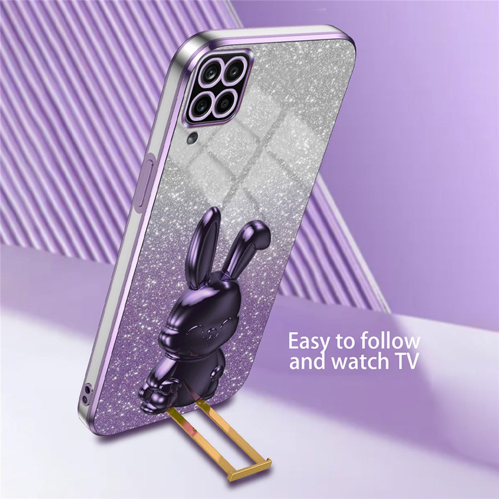 Til Samsung Galaxy A22 4G (EU version) Telefoncover Sødt Kanin Udtrækkelig Støttefod Ridsefrit Cover