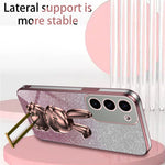 For Samsung Galaxy S23+ Case Cute Rabbit Drop-proof Glitter Phone Cover with Pull-out Kickstand