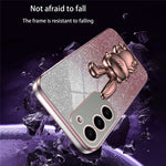 For Samsung Galaxy S23+ Case Cute Rabbit Drop-proof Glitter Phone Cover with Pull-out Kickstand