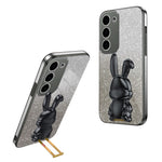 For Samsung Galaxy S23+ Case Cute Rabbit Drop-proof Glitter Phone Cover with Pull-out Kickstand