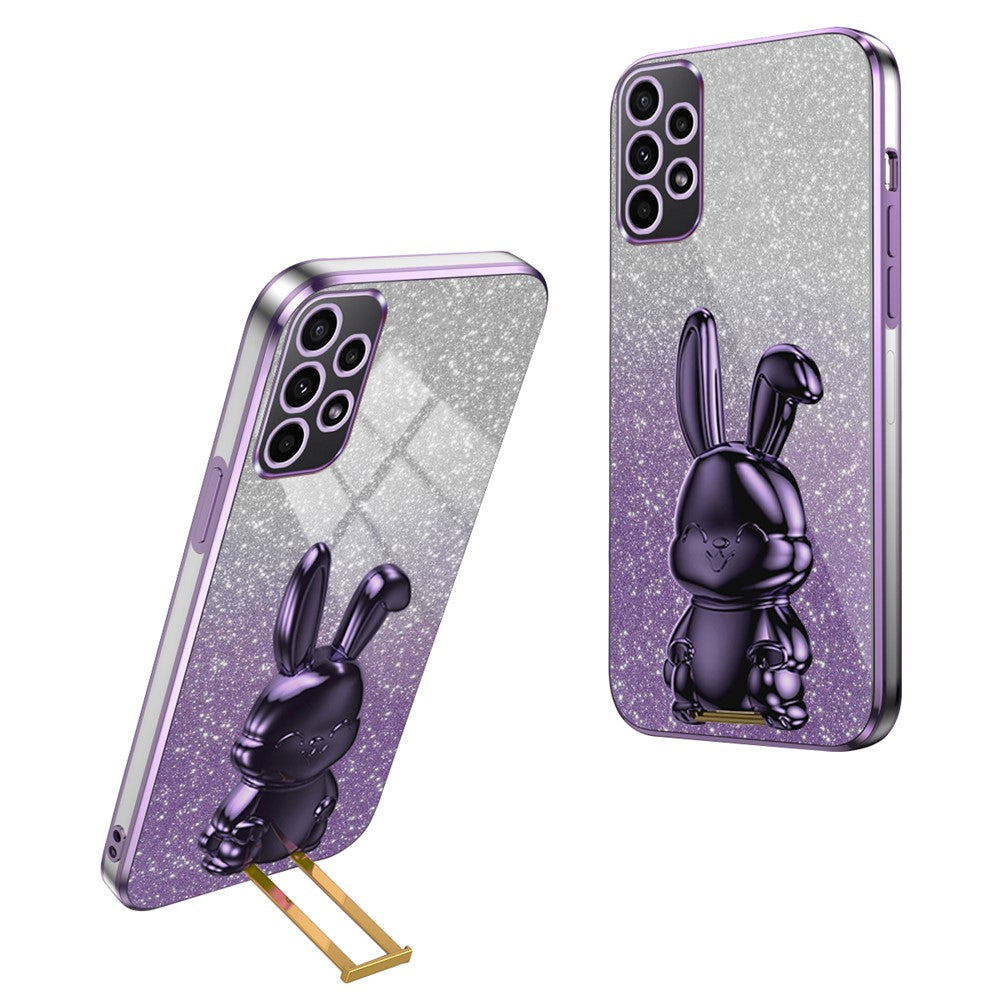 For Samsung Galaxy A72 4G / A72 5G Cell Phone Case Stylish Cartoon Rabbit Pull-out Kickstand Cover