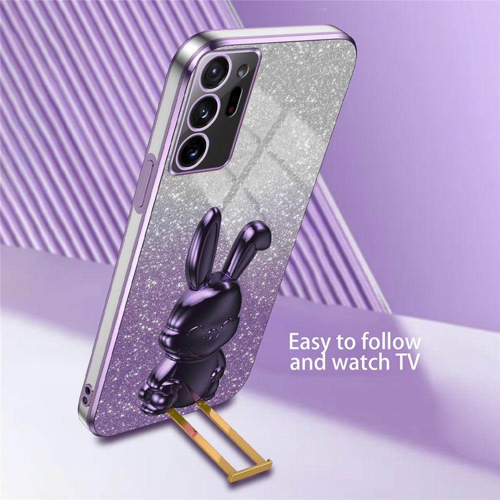 Til Samsung Galaxy Note20 Ultra 5G / Note20 Ultra cover galvaniseret telefonbagcover med udtrækkelig støttefod