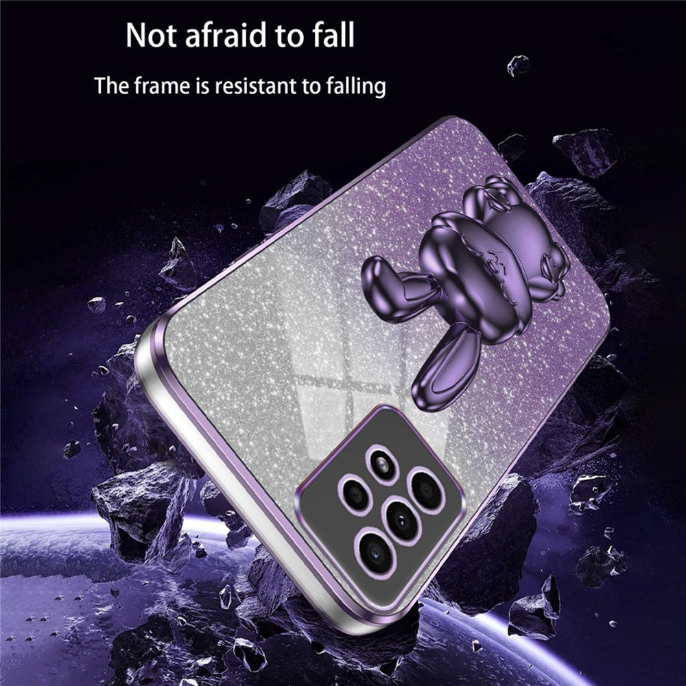 Til Samsung Galaxy A13 4G / 5G Anti-ridse telefoncover Galvanisering PC+TPU telefonetui med støttefod