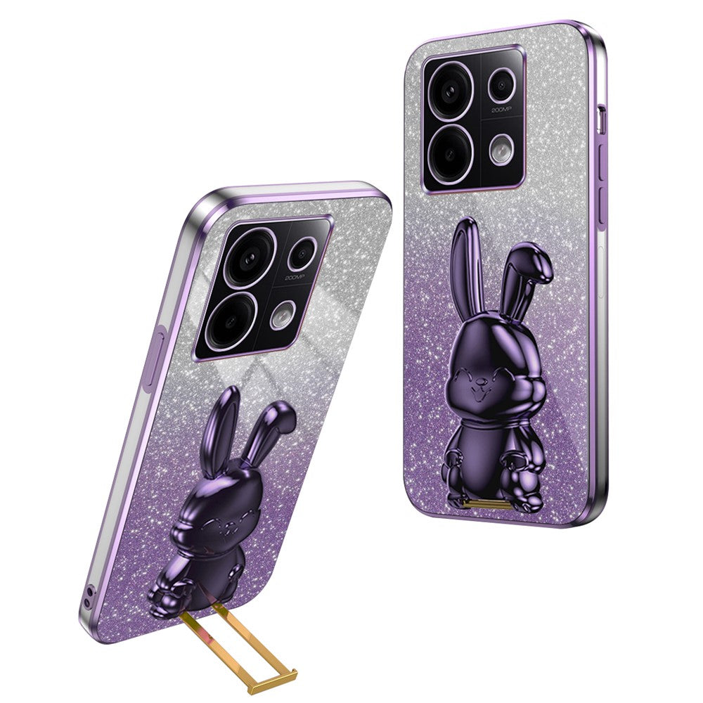 For Xiaomi Redmi Note 13 Pro 5G / Poco X6 5G Phone Case Lovely Rabbit PC+TPU Pull-out Kickstand Cover