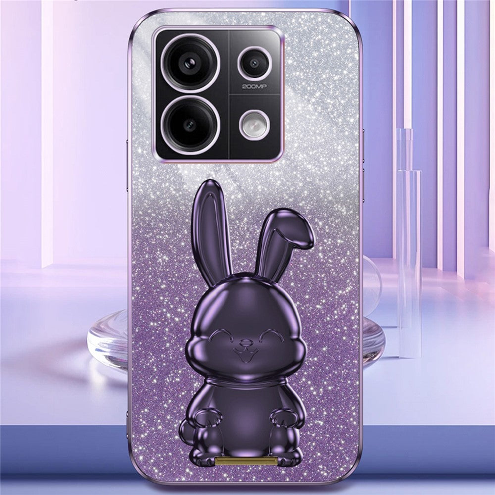 For Xiaomi Redmi Note 13 Pro 5G / Poco X6 5G Phone Case Lovely Rabbit PC+TPU Pull-out Kickstand Cover