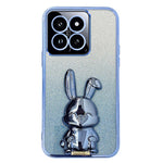 For Xiaomi 14 Case Glitter Electroplated Cartoon Rabbit Phone Cover with Pull-out Kickstand