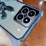 For Xiaomi 14 Case Glitter Electroplated Cartoon Rabbit Phone Cover with Pull-out Kickstand