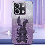 For Xiaomi Redmi Note 13 5G Case Glitter Cartoon Rabbit Anti-fall Phone Cover with Pull-out Kickstand