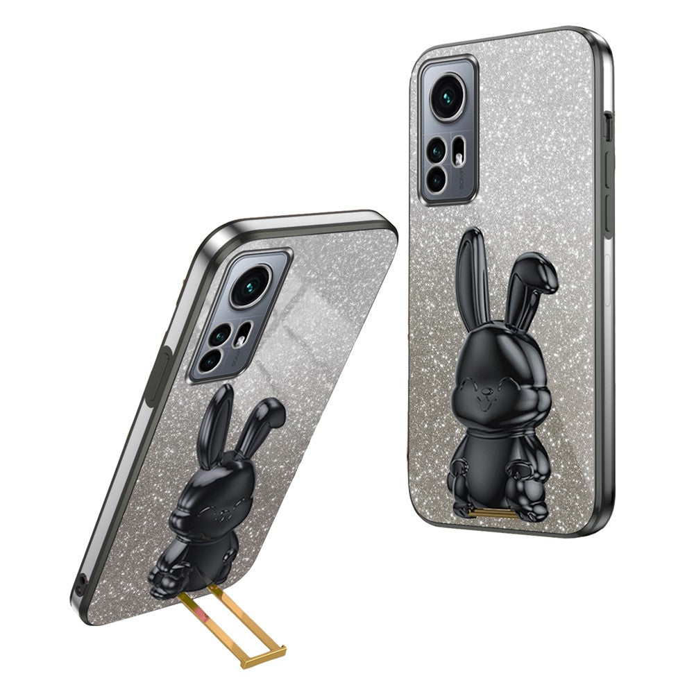 For Xiaomi 12 Pro 5G / 12S Pro 5G / 12 Pro (Dimensity) 5G PC+TPU Phone Case Cute Rabbit Pull-out Kickstand Cover