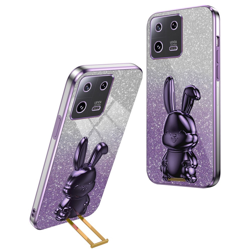 For Xiaomi 13 Cell Phone Case Fashion Glitter Pull-out Kickstand Anti-shock PC+TPU Cover