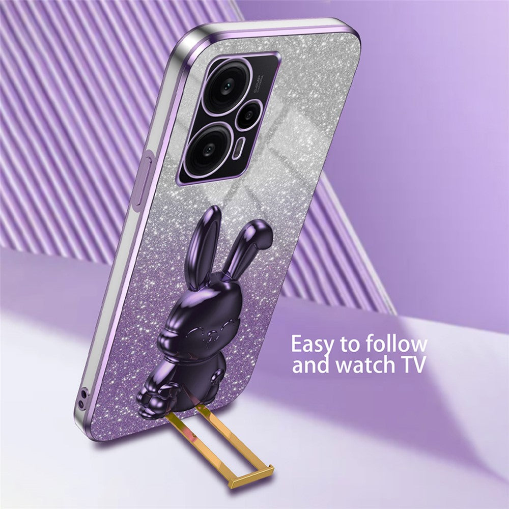 For Xiaomi Redmi Note 12 Turbo / Poco F5 5G PC+TPU Lovely Rabbit Cell Phone Kickstand Case