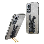 Xiaomi 12 5G / 12X 5G / 12S 5G PC+TPU bakstycke med vackert kaninfodral och stativ