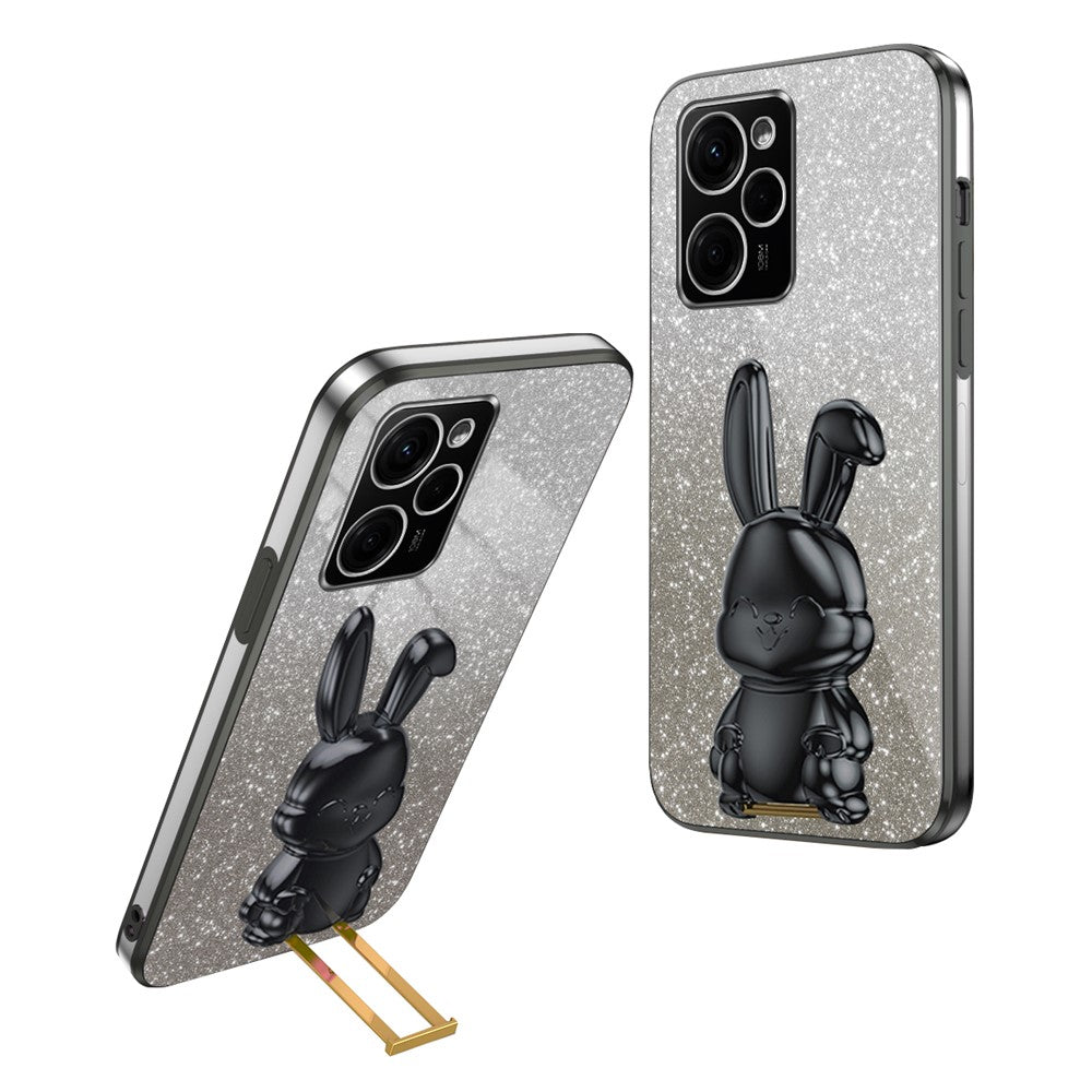 For Xiaomi Redmi Note 12 Pro Speed 5G / Poco X5 Pro 5G Cell Phone Case Glitter Pull-out Kickstand PC+TPU Cover