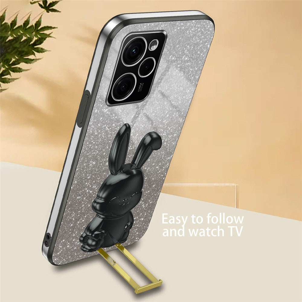 For Xiaomi Redmi Note 12 Pro Speed 5G / Poco X5 Pro 5G Cell Phone Case Glitter Pull-out Kickstand PC+TPU Cover