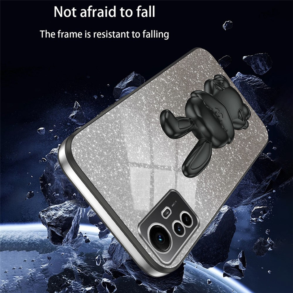 For Xiaomi Redmi Note 12S 4G Anti-shock Phone Case Glitter Pull-out Kickstand PC+TPU Cover