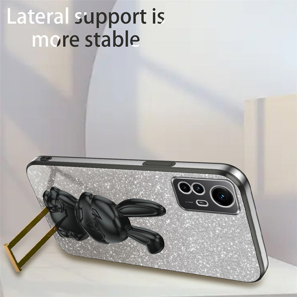 For Xiaomi Redmi Note 12S 4G Anti-shock Phone Case Glitter Pull-out Kickstand PC+TPU Cover