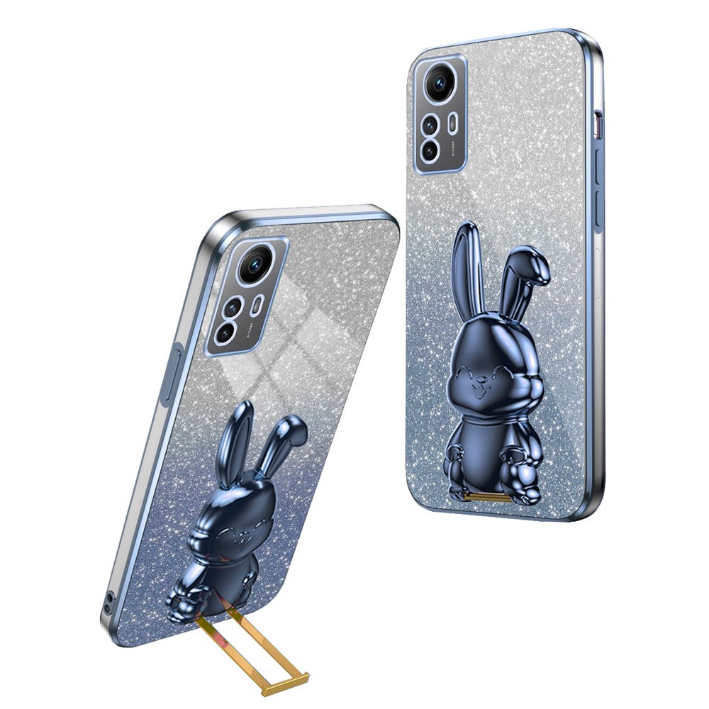For Xiaomi Redmi Note 12S 4G Anti-shock Phone Case Glitter Pull-out Kickstand PC+TPU Cover