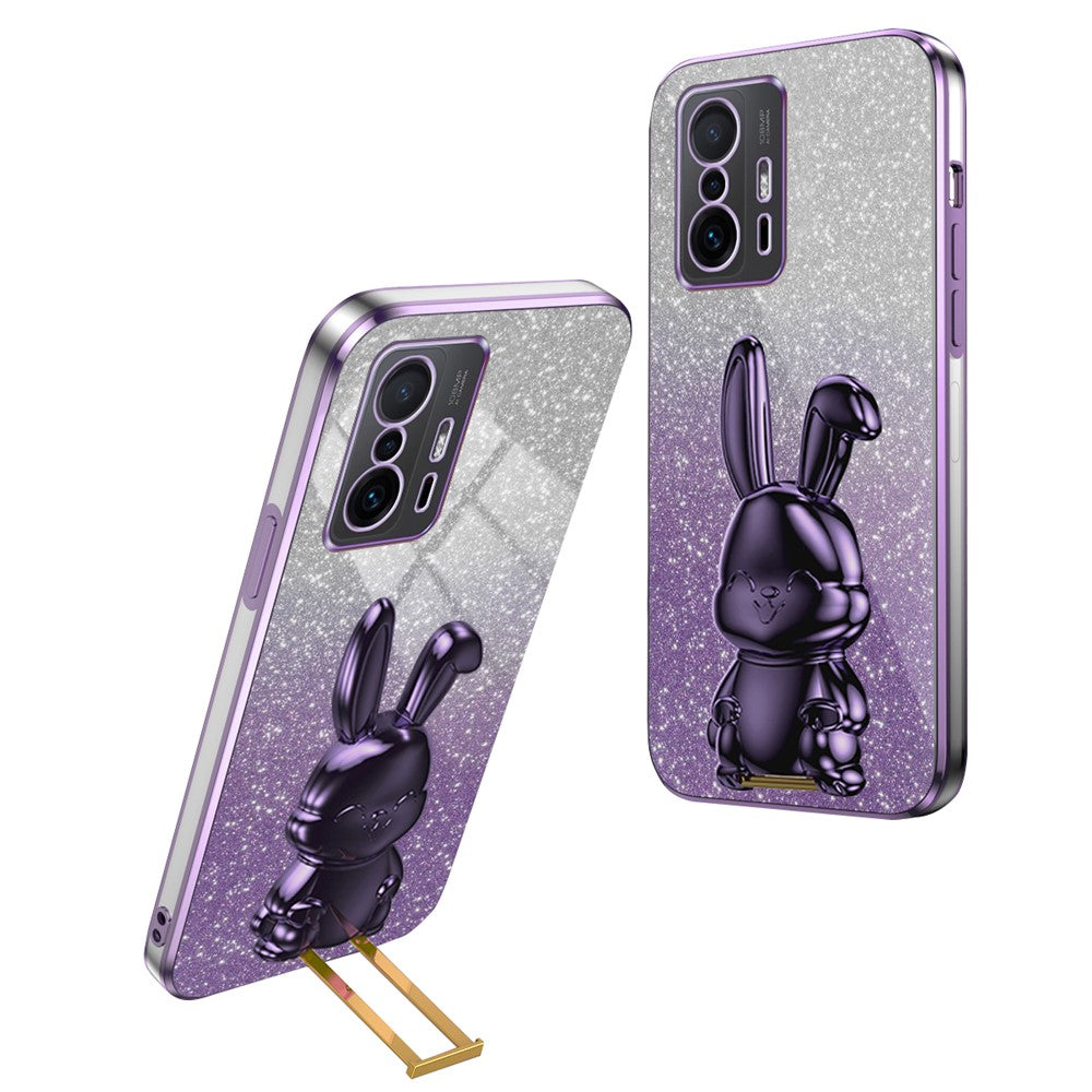For Xiaomi 11T 5G / 11T Pro 5G Phone Case Pull-out Kickstand Electroplating PC+TPU Cover