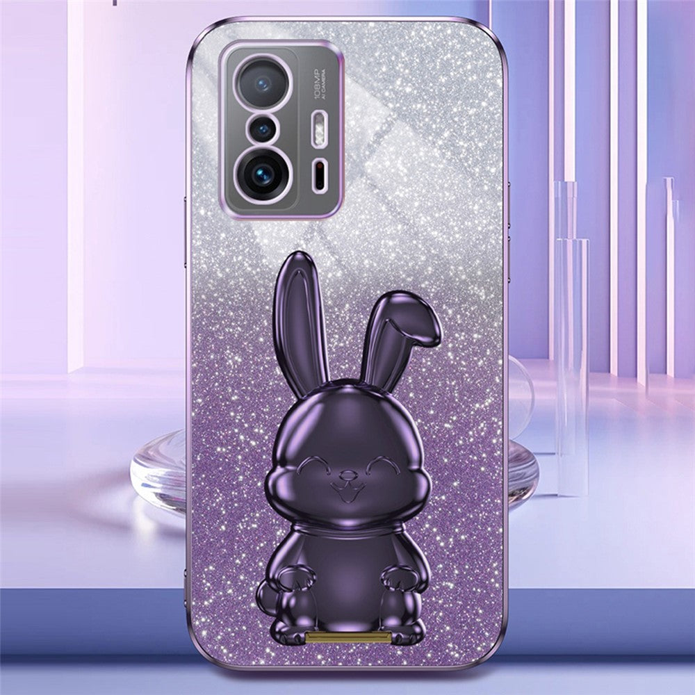 For Xiaomi 11T 5G / 11T Pro 5G Phone Case Pull-out Kickstand Electroplating PC+TPU Cover