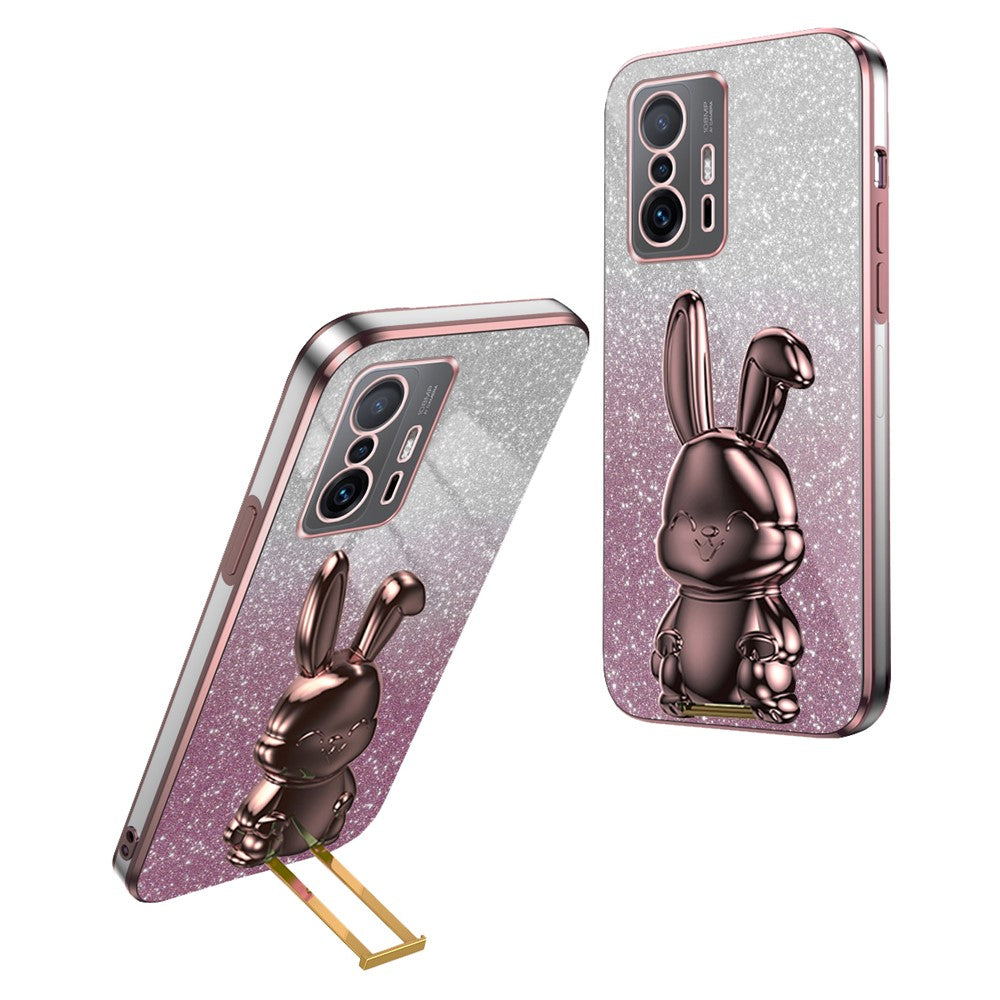 For Xiaomi 11T 5G / 11T Pro 5G Phone Case Pull-out Kickstand Electroplating PC+TPU Cover