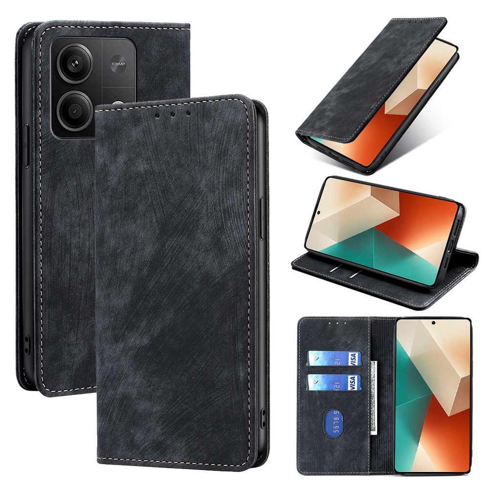 PU-läderfodral för Xiaomi Redmi Note 13 5G-skal RFID-blockerande plånboksfodral