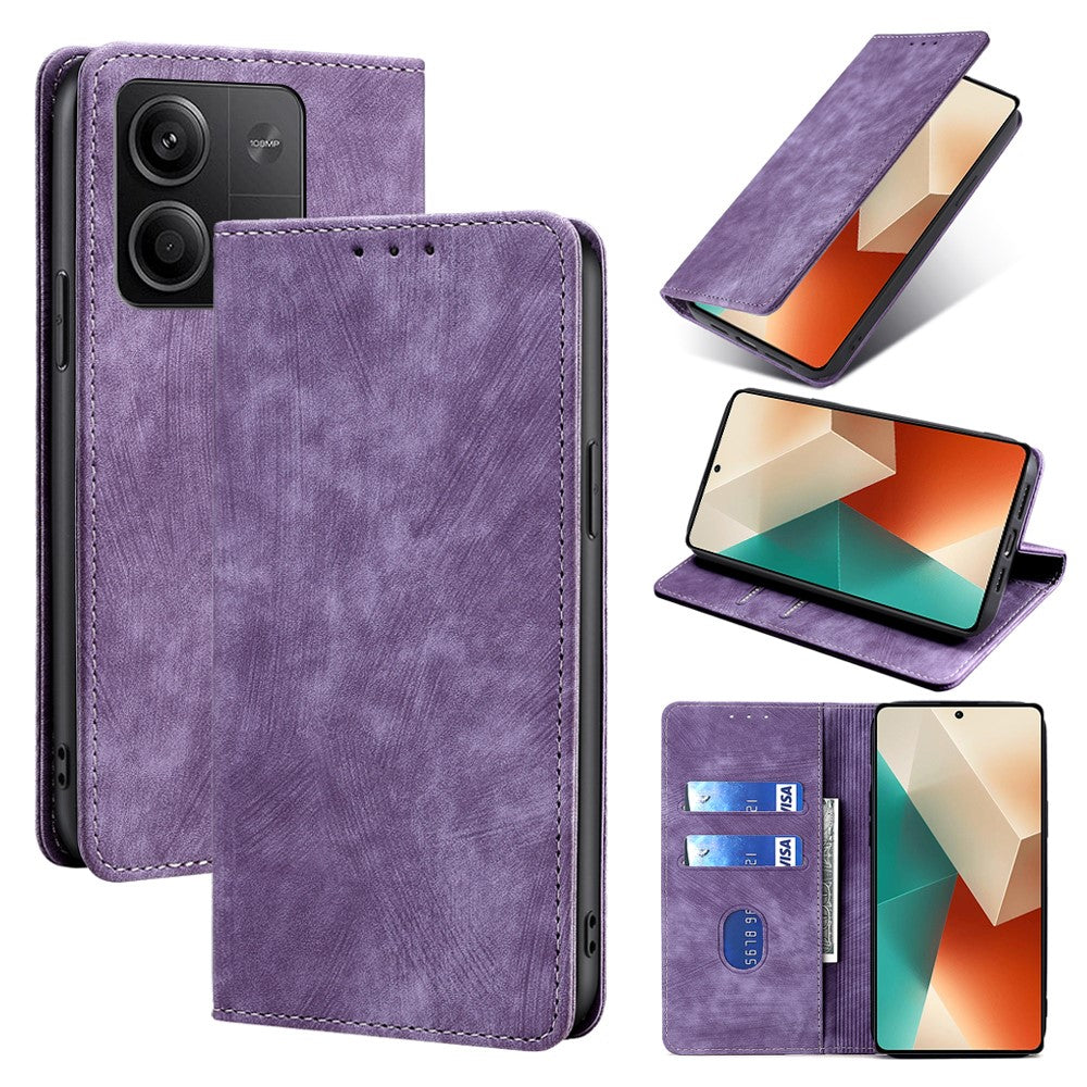PU Leather Cover for Xiaomi Redmi Note 13 5G Case RFID Blocking Wallet Phone Case