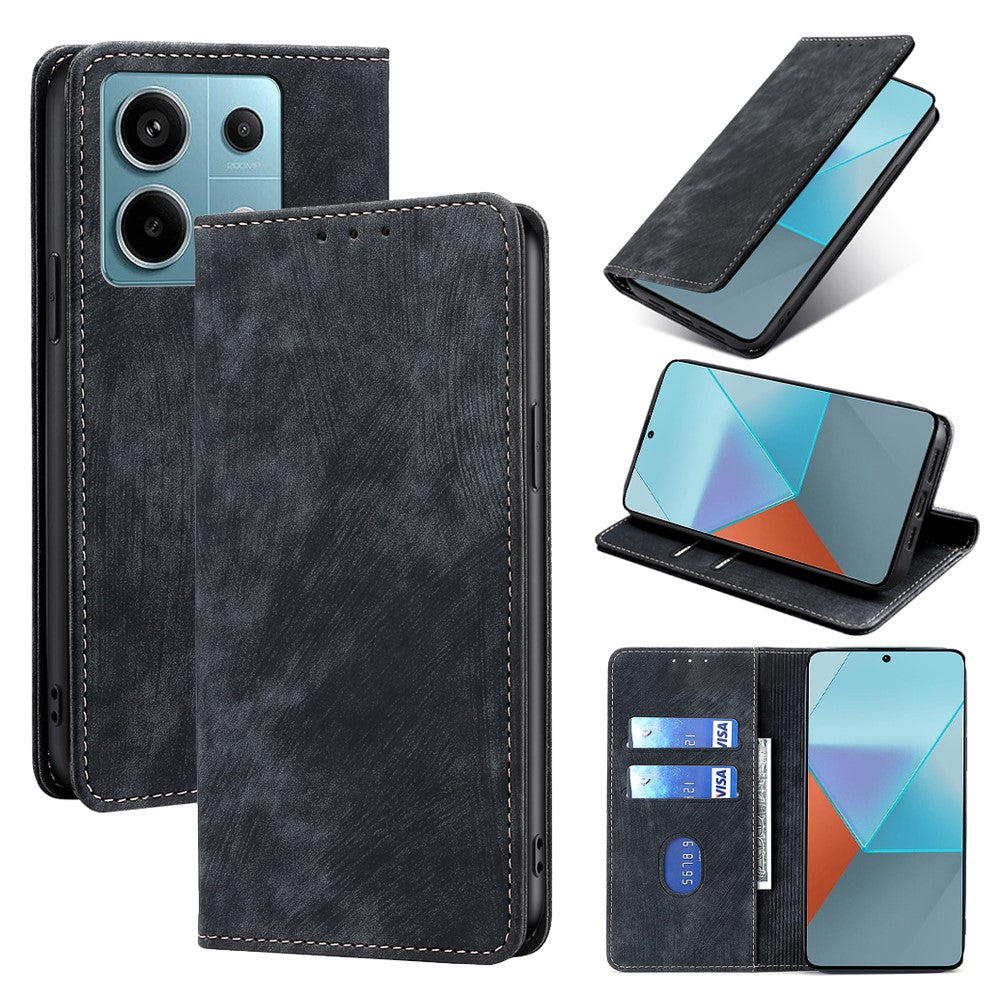For Xiaomi Redmi Note 13 Pro 5G / Poco X6 5G Protective Case RFID Blocking PU Leather Wallet Phone Cover