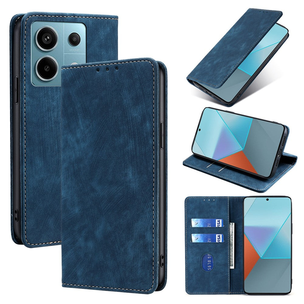 For Xiaomi Redmi Note 13 Pro 5G / Poco X6 5G Protective Case RFID Blocking PU Leather Wallet Phone Cover