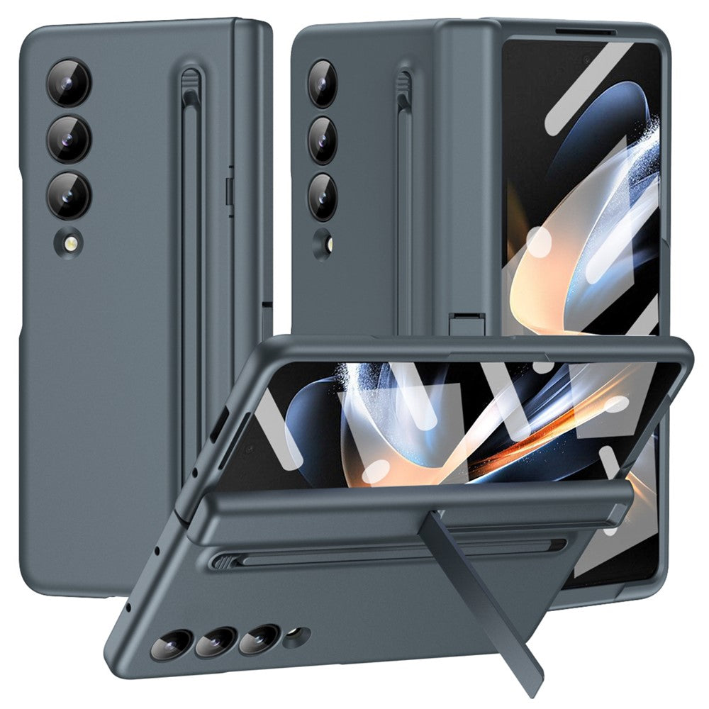 For Samsung Galaxy Z Fold3 5G Case Hard PC+Glass Film Kickstand Phone Cover with Stylus