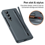 For Samsung Galaxy Z Fold3 5G Case Hard PC+Glass Film Kickstand Phone Cover with Stylus