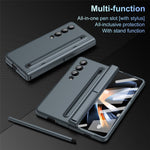 For Samsung Galaxy Z Fold3 5G Case Hard PC+Glass Film Kickstand Phone Cover with Stylus