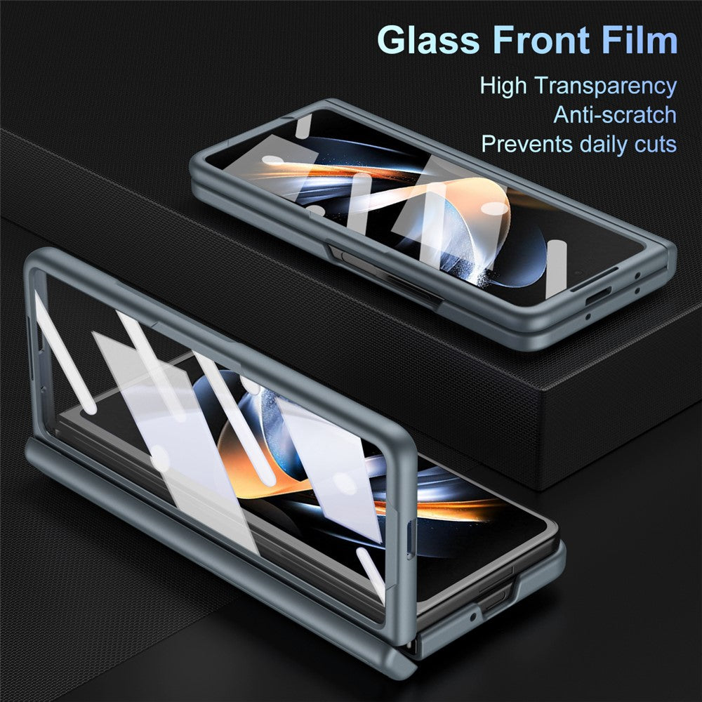 For Samsung Galaxy Z Fold3 5G Case Hard PC+Glass Film Kickstand Phone Cover with Stylus