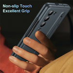 For Samsung Galaxy Z Fold3 5G Case Hard PC+Glass Film Kickstand Phone Cover with Stylus