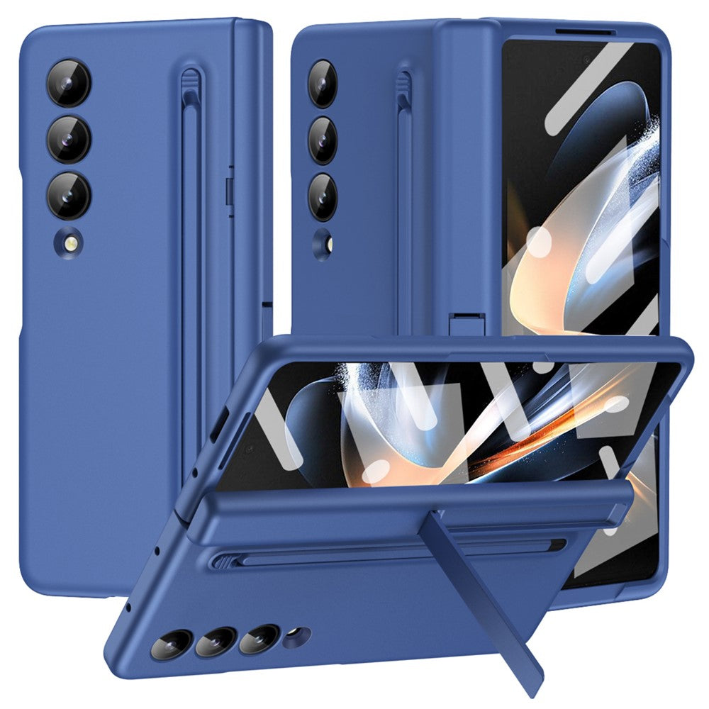 For Samsung Galaxy Z Fold3 5G Case Hard PC+Glass Film Kickstand Phone Cover with Stylus