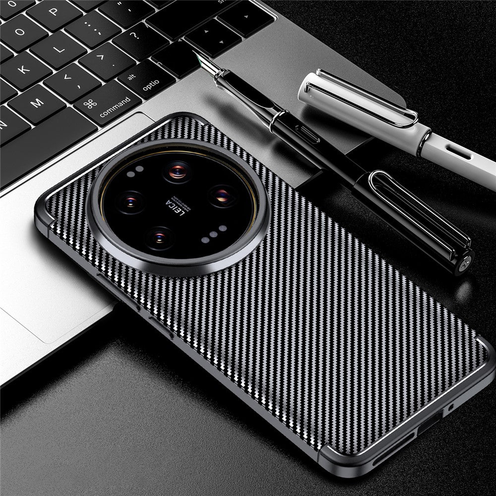 For Xiaomi 14 Ultra Case TPU Carbon Fiber Texture Shockproof Mobile Phone Cover