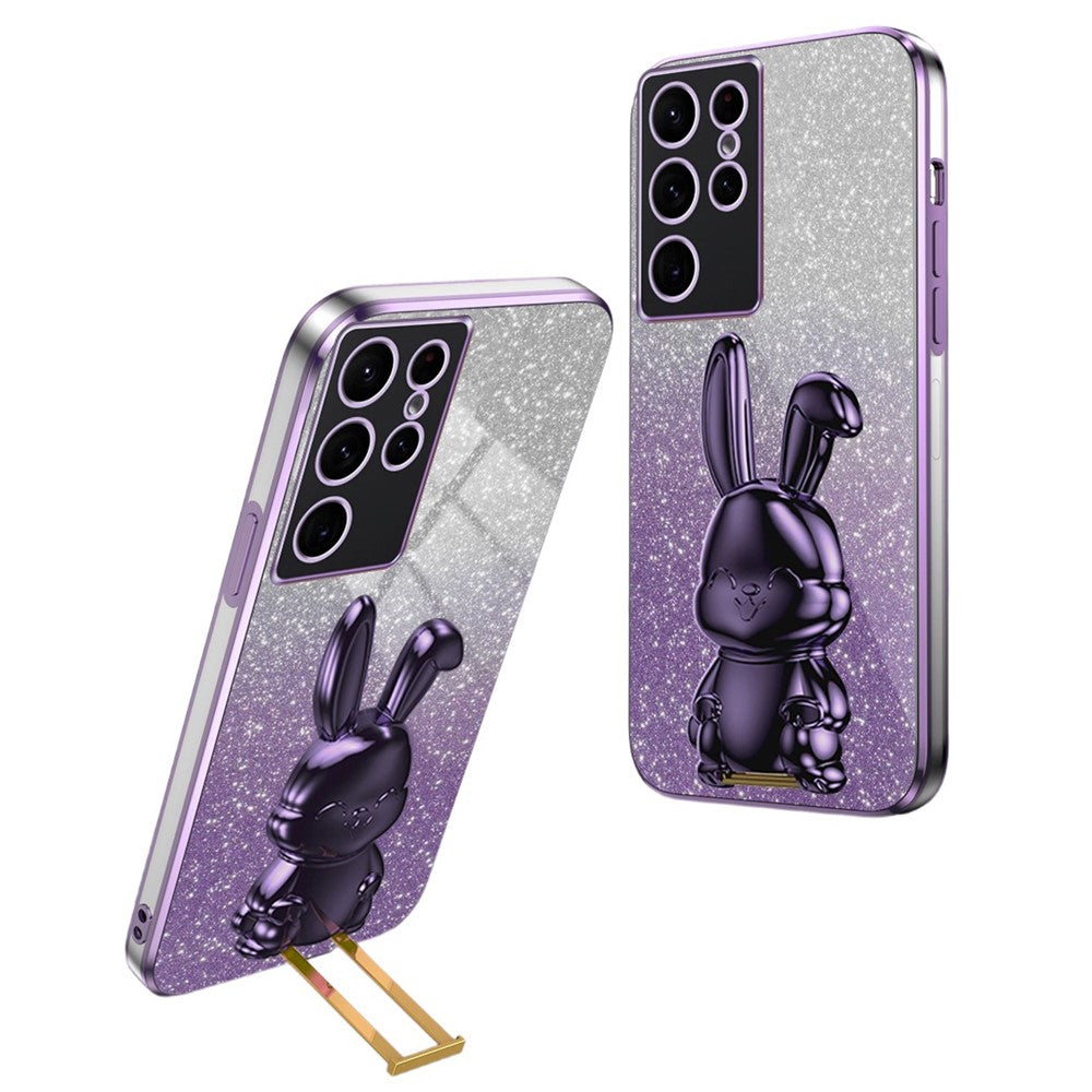 For Samsung Galaxy S23 Ultra Cartoon Rabbit Smartphone Cover Shockproof TPU+PC Case with Kickstand
