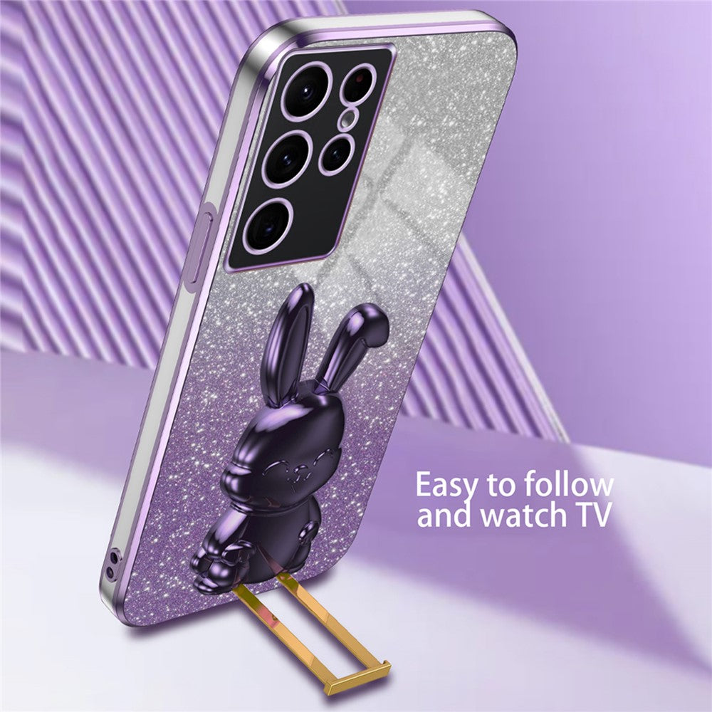For Samsung Galaxy S23 Ultra Cartoon Rabbit Smartphone Cover Shockproof TPU+PC Case with Kickstand