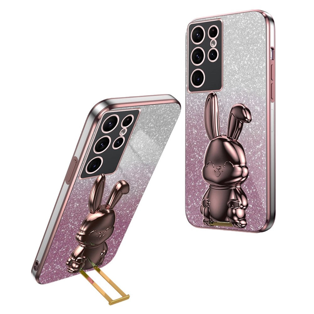 For Samsung Galaxy S23 Ultra Cartoon Rabbit Smartphone Cover Shockproof TPU+PC Case with Kickstand