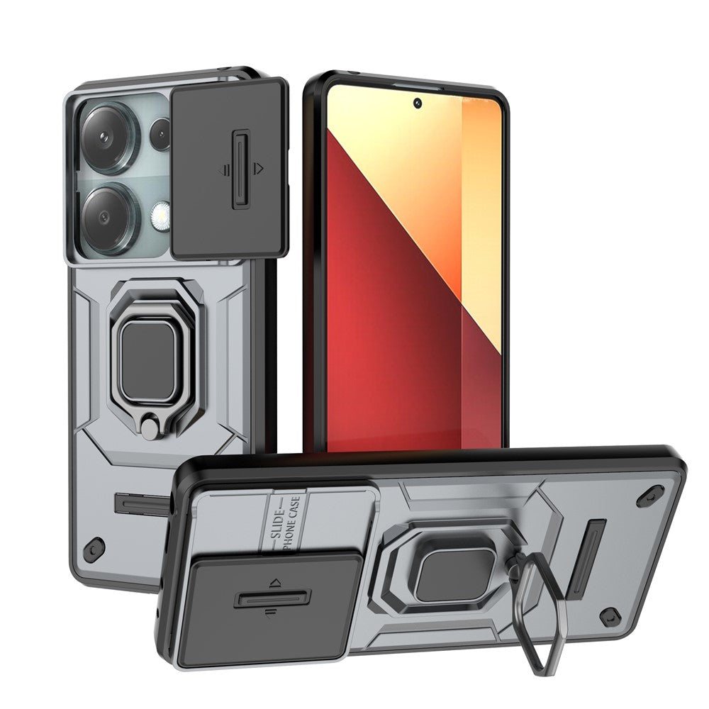 Xiaomi Redmi Note 13 Pro 4G / Poco M6 Pro 4G-skal PC+TPU glidande linslock fallskyddande mobilskal