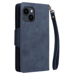 Til iPhone 15 Plus Pung Nitteudsmykning PU Lædercover Stander Telefoncover