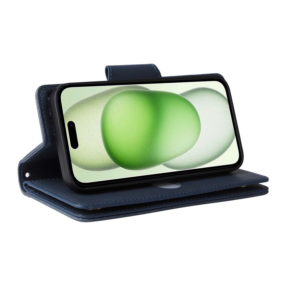 Til iPhone 15 Plus Pung Nitteudsmykning PU Lædercover Stander Telefoncover