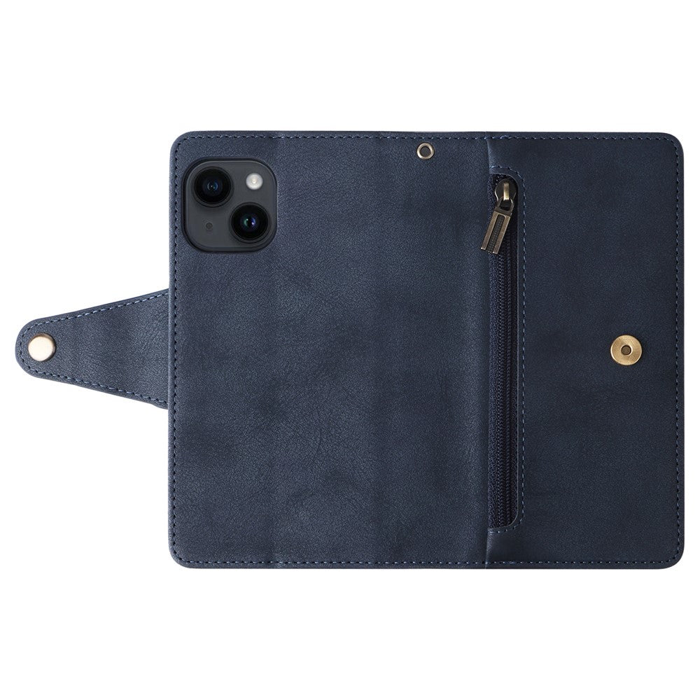 Til iPhone 15 Plus Pung Nitteudsmykning PU Lædercover Stander Telefoncover