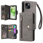 Til iPhone 15 Plus Pung Nitteudsmykning PU Lædercover Stander Telefoncover