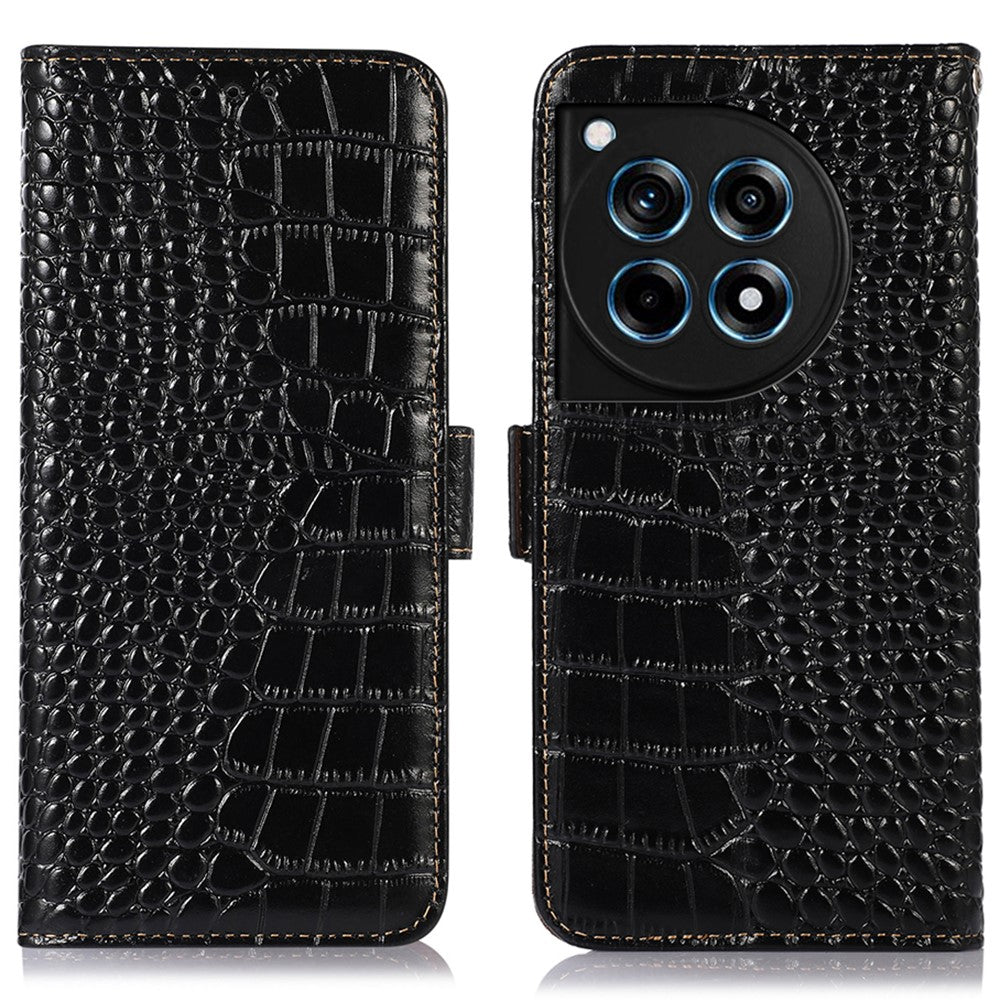 OnePlus 12R 5G / Ace 3 5G-skal RFID-blockerande plånboksfodral i äkta koläder