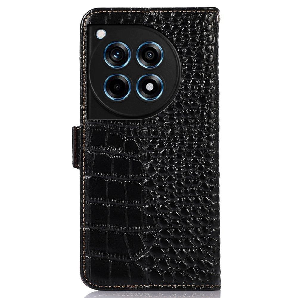OnePlus 12R 5G / Ace 3 5G-skal RFID-blockerande plånboksfodral i äkta koläder