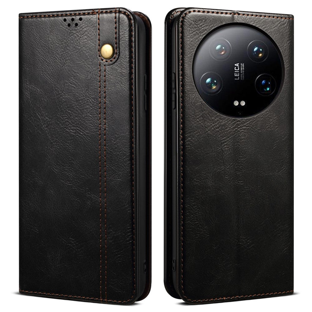 For Xiaomi 14 Ultra Leather Case Waxy Crazy Horse Texture Wallet Phone Cover