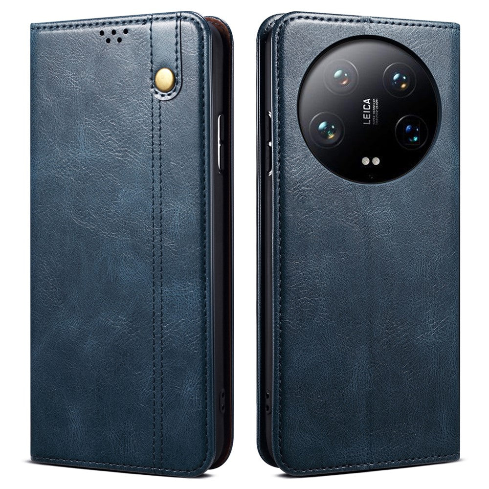 For Xiaomi 14 Ultra Leather Case Waxy Crazy Horse Texture Wallet Phone Cover