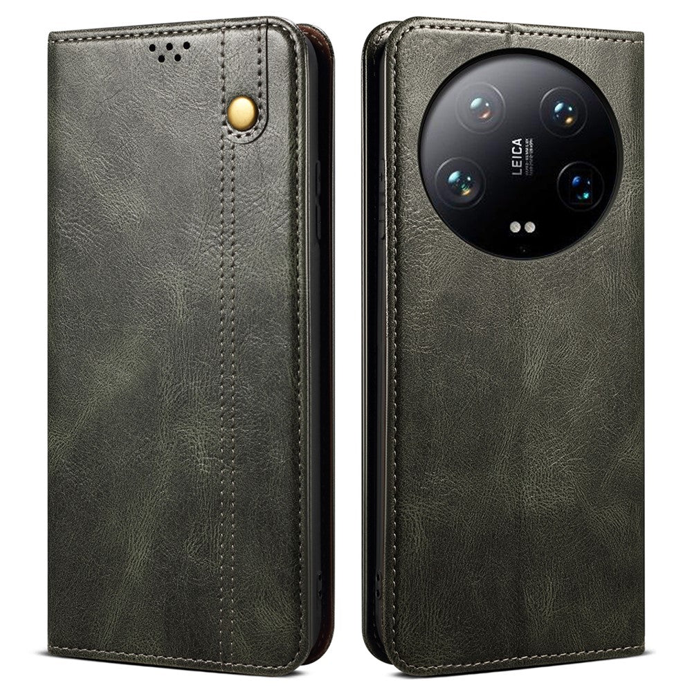 For Xiaomi 14 Ultra Leather Case Waxy Crazy Horse Texture Wallet Phone Cover