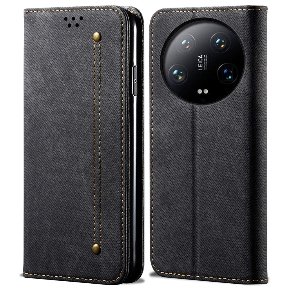 For Xiaomi 14 Ultra Cell Phone Cases Jeans Cloth Texture Leather Cover